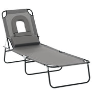 Chaise Longue Pieghevole con 3 Cuscini ¨C zephmum ¨C Grigio 4 Posizioni