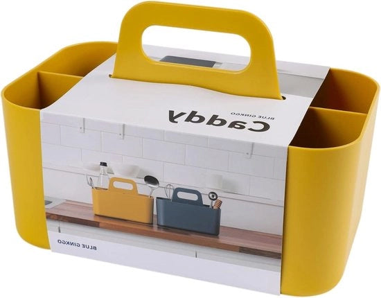 Organizzatore multifunzionale per piatti - contenitore per piatti in plastica con manico e cassetta di stoccaggio per arte e trucco - giallo Flessenmand