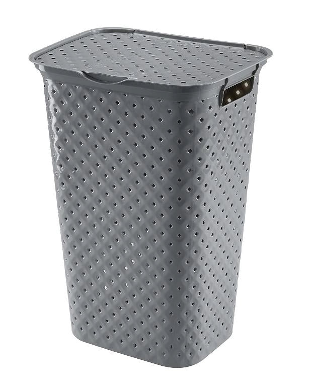 Cesta Portabiancheria con Coperchio Kubica Grigio Scuro 42 x 35 x 57 cm
