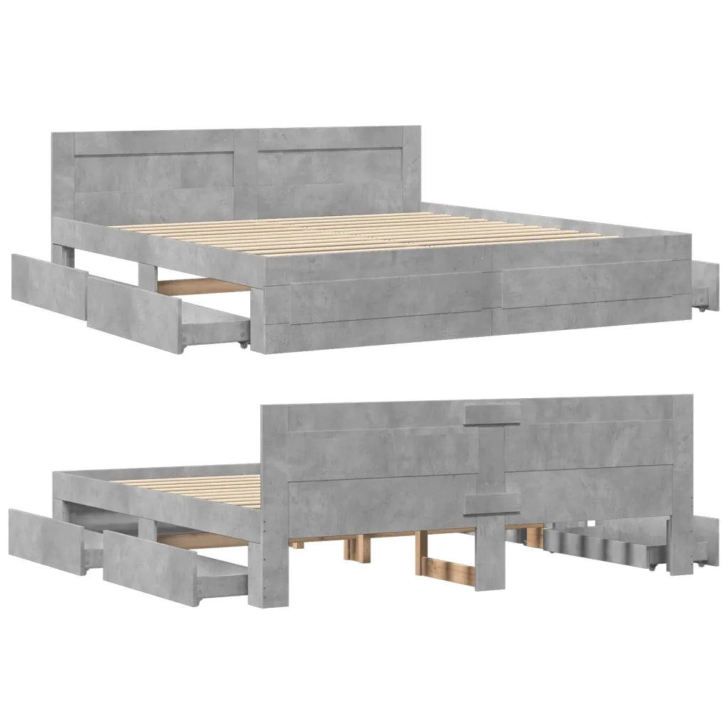 Giroletto Testiera Grigio Cemento 180x200 cm Legno Multistrato 3295544