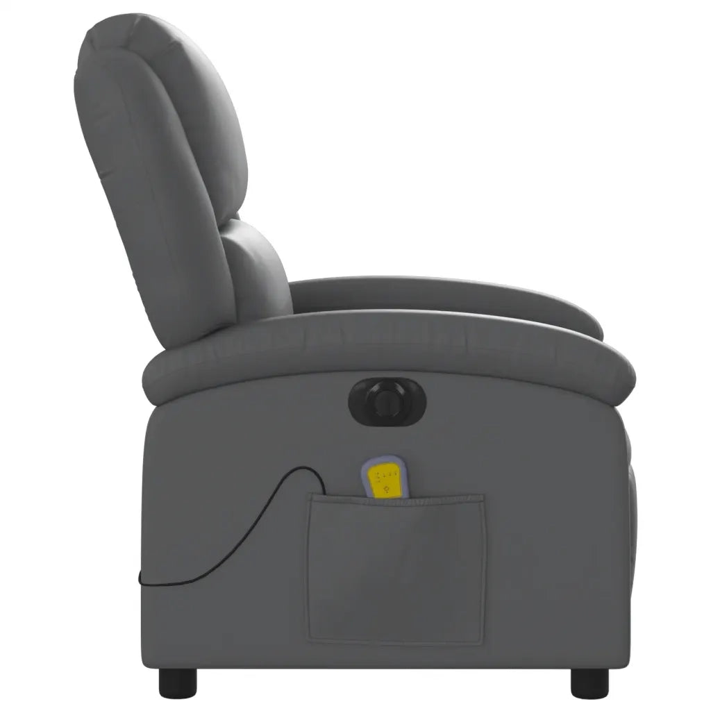 Poltrona Massaggiante Elettrica Reclinabile Grigio Similpelle 3204222