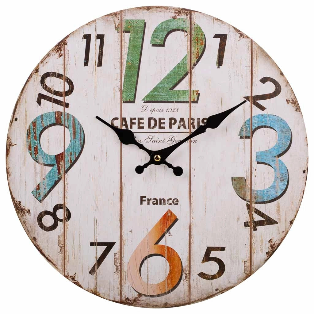 Orologio da parete in legno bianco 34x34x2cm