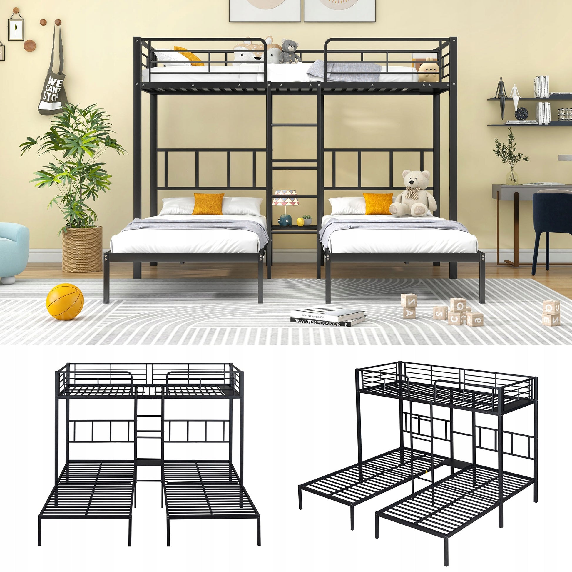Letto a tre livelli - Xylo - 90x200*3 - Nero