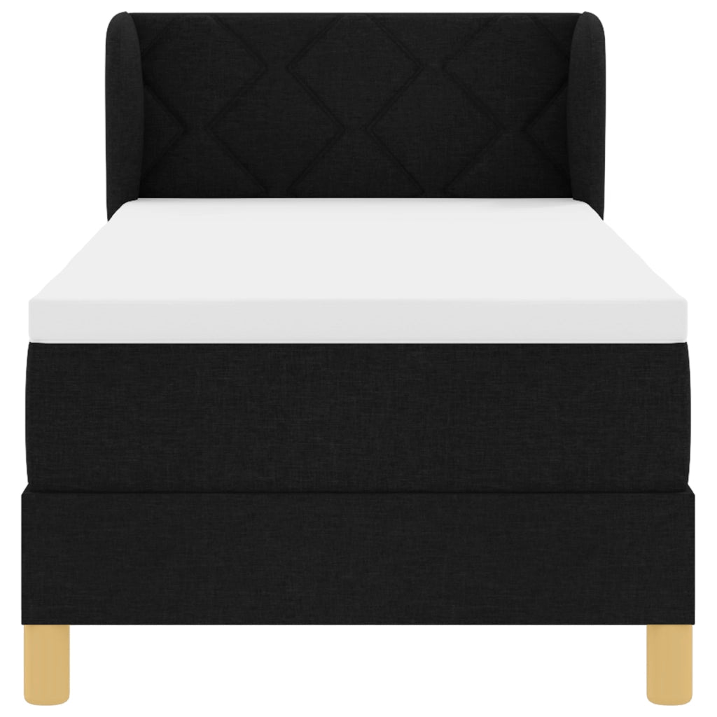 Letto con Materasso Box Spring Nero 80x200 cm Tessuto