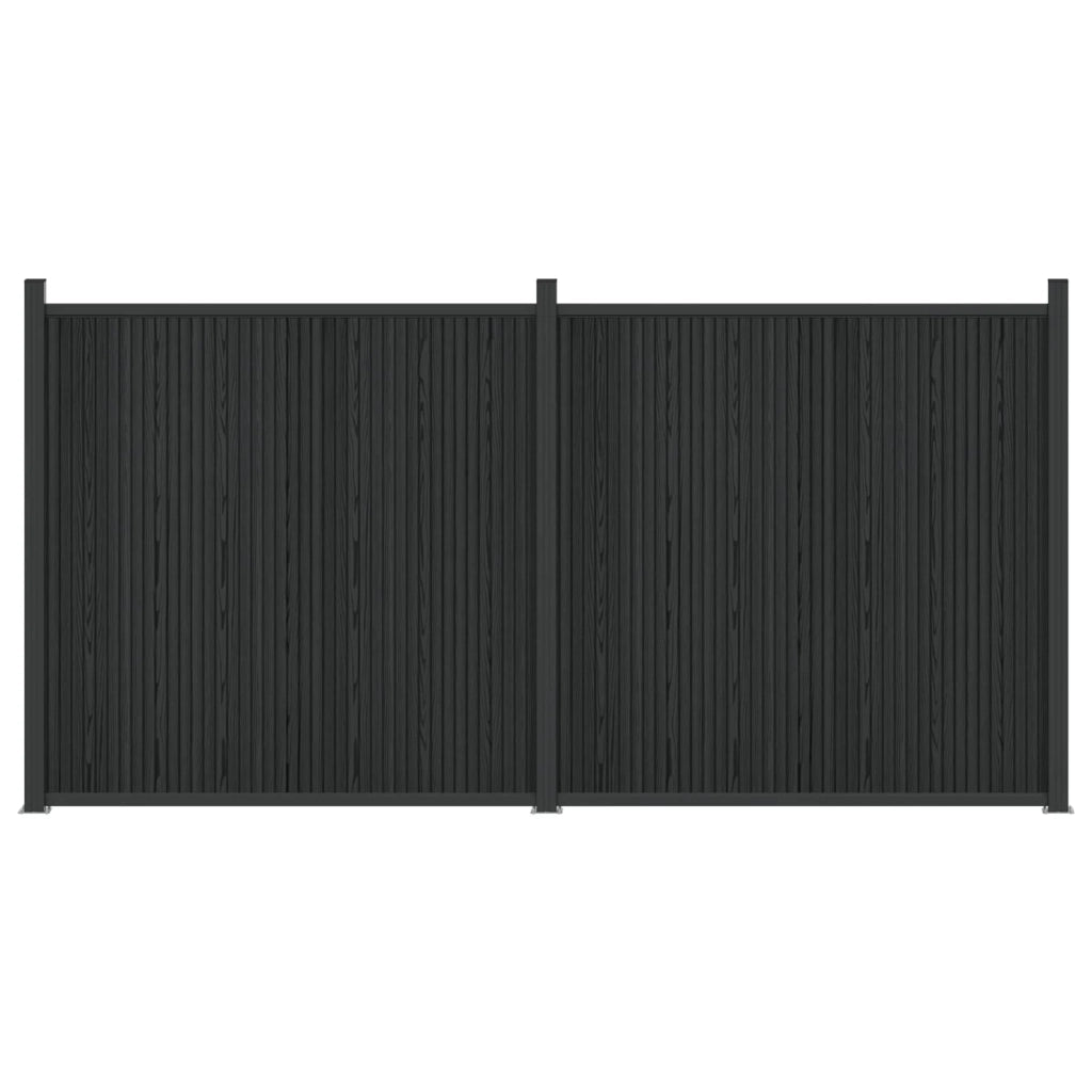 Pannello di Recinzione 2 pcs WPC e Alluminio Nero 3429484