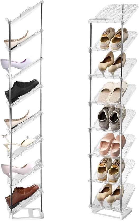 Raccoglitore di scarpe sottile - spazia risparmiatore - 8 livelli - trasparente