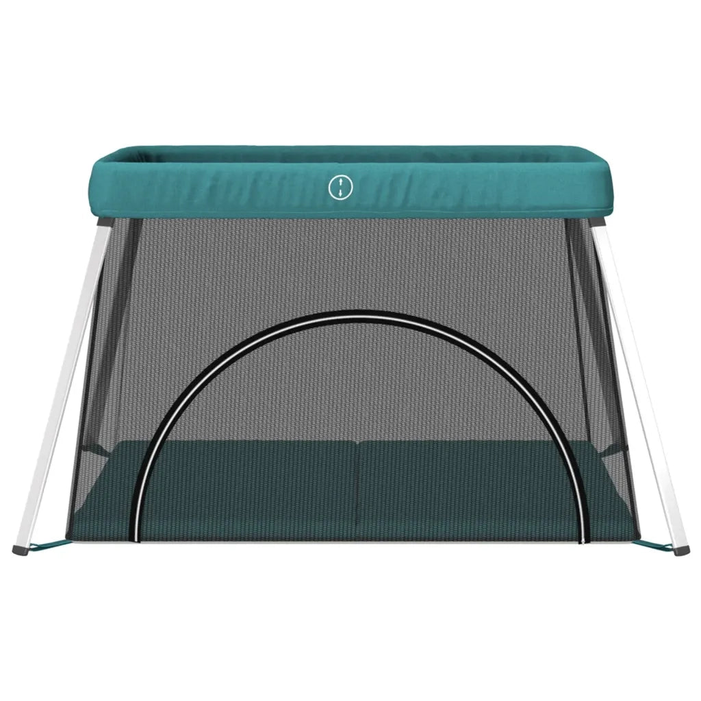 Box per Bambini con Materasso Verde Tessuto di Lino CFW9930161