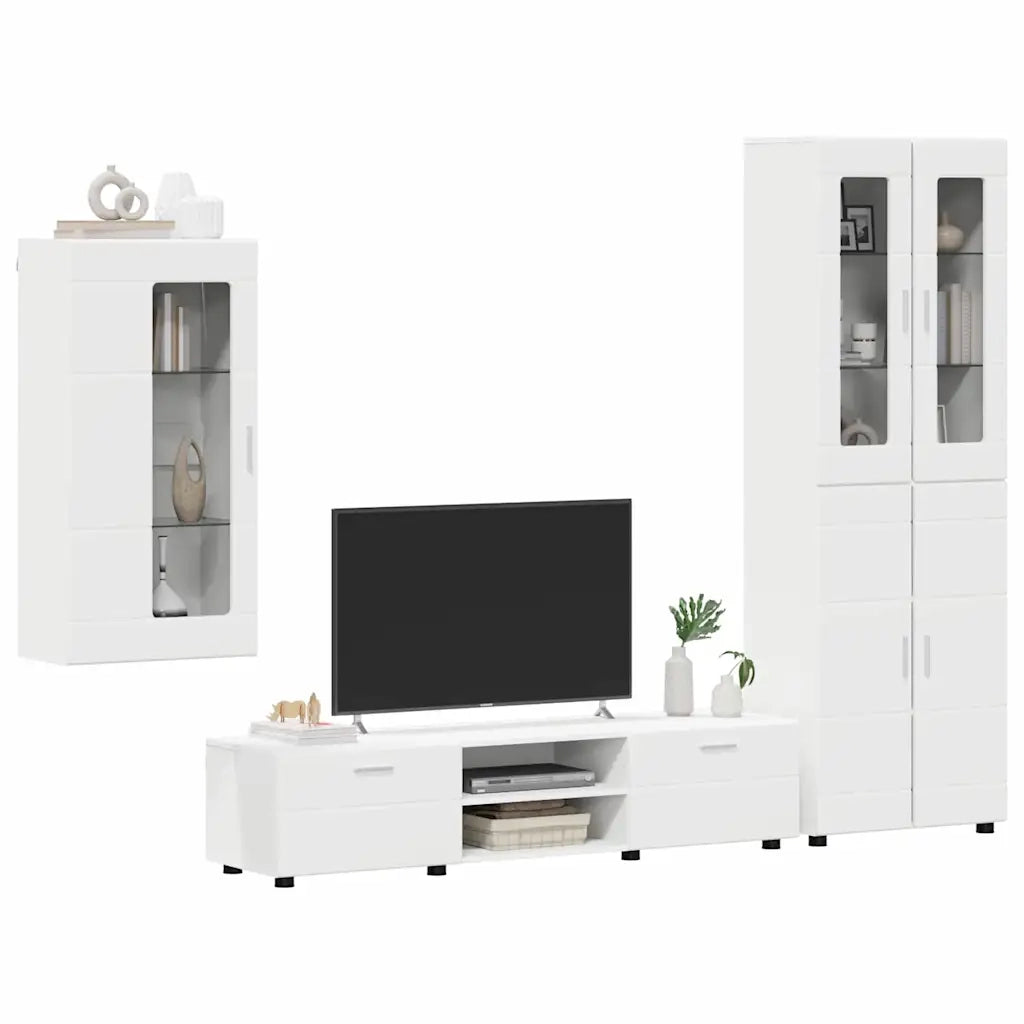 Set mobile TV con cassetto FLORIN Bianco Legno multistrato
