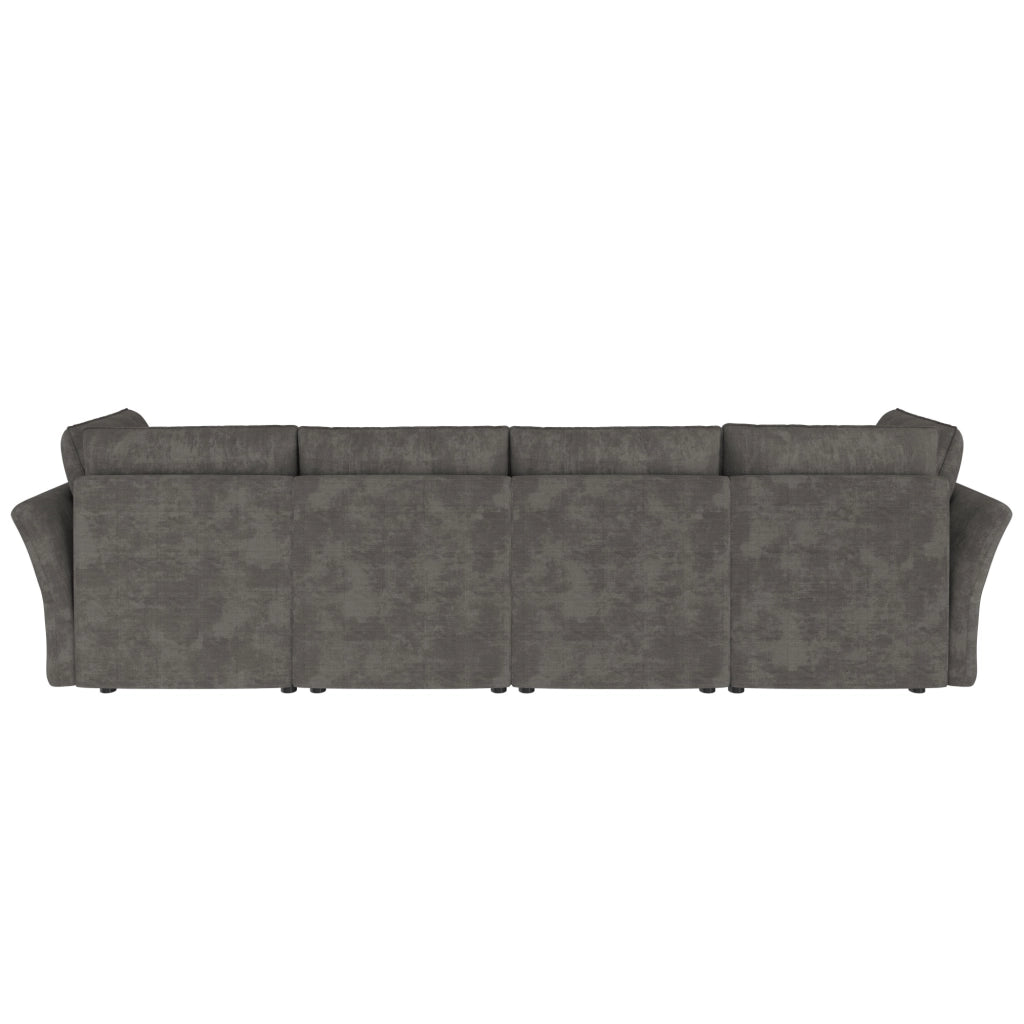SOFA Modulare U con 2 pouf contenitore 289x137x84 cm in ciniglia grigio