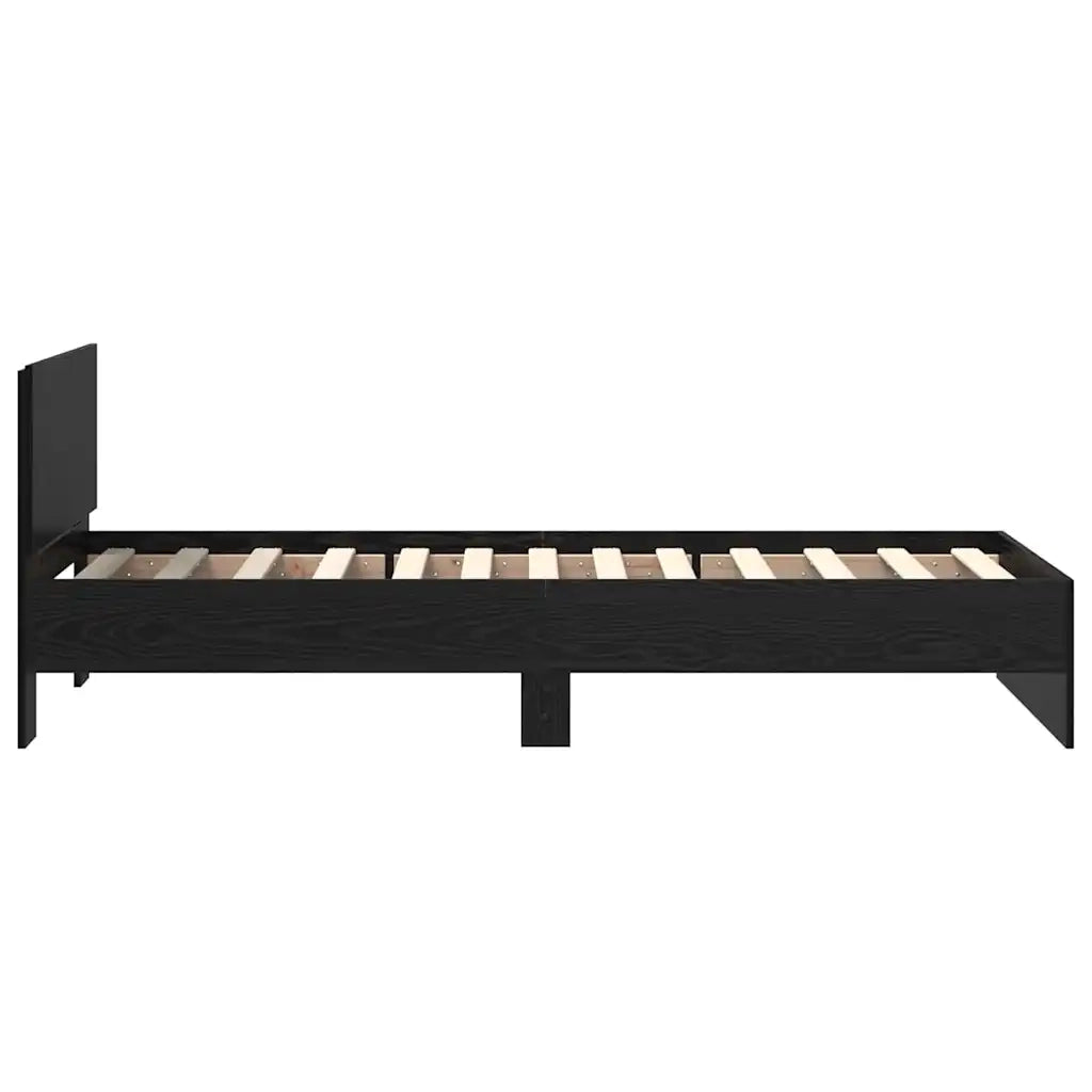 Struttura del letto Rovere Nero 75 x 190 cm Legno multistrato 885843