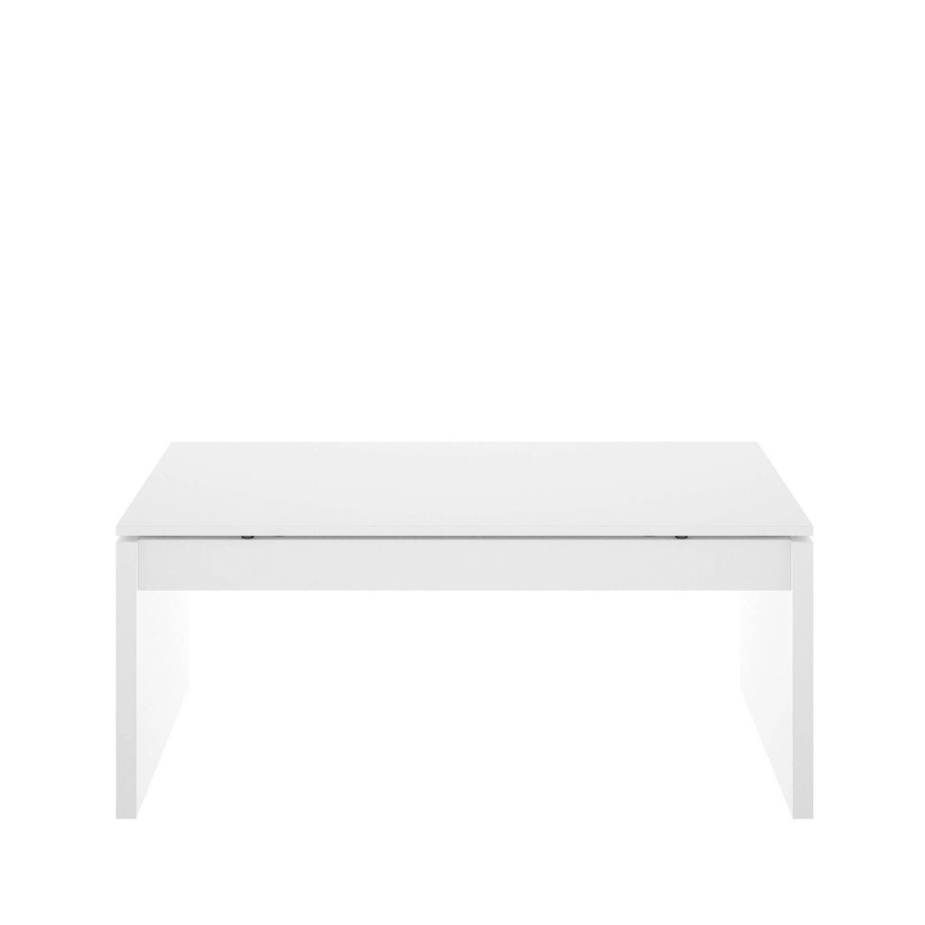 Tavolino da salotto Audi, Porta riviste da soggiorno con vano portaoggetti, Tavolo basso da caffÒ¨ elevabile, 102x50h43 cm, Bianco