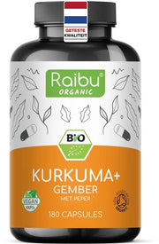 Capsule di Curcuma con Zenzero - 180 Capsule ad Alta Dosi - Qualità Biologica - Vegana - Senza Additivi - Con Pepe Nero - Integratore Alimentare