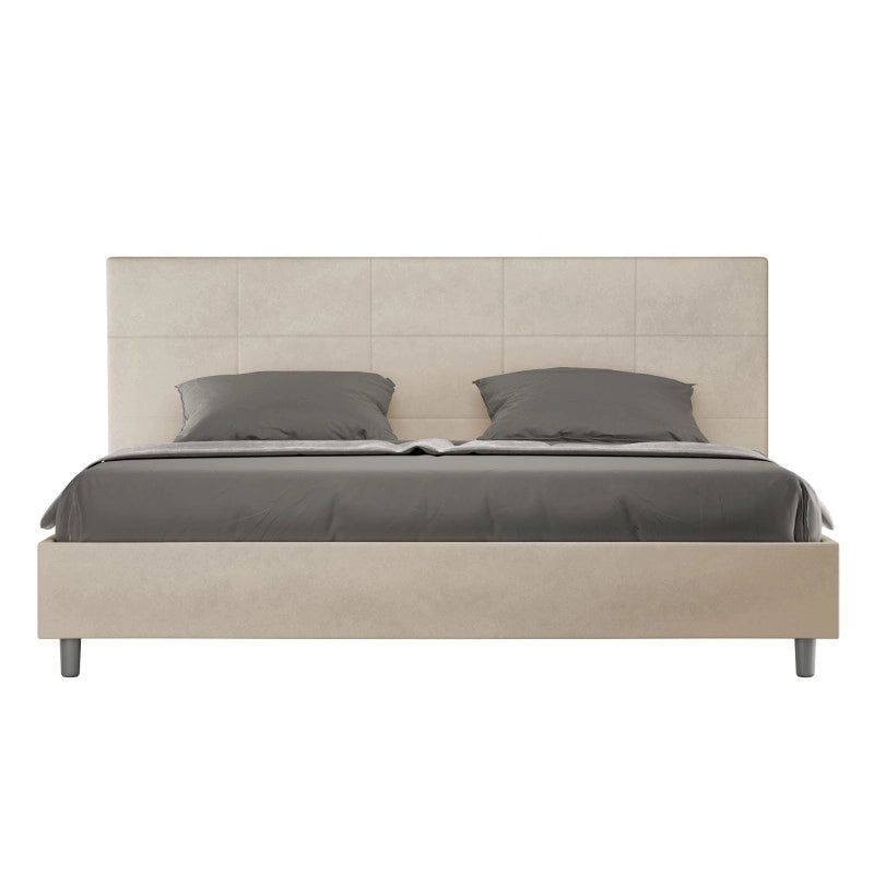 Letto imbottito Matrimoniale 180x200 cm Mika - Senza rete,Microfibra,Sabbia