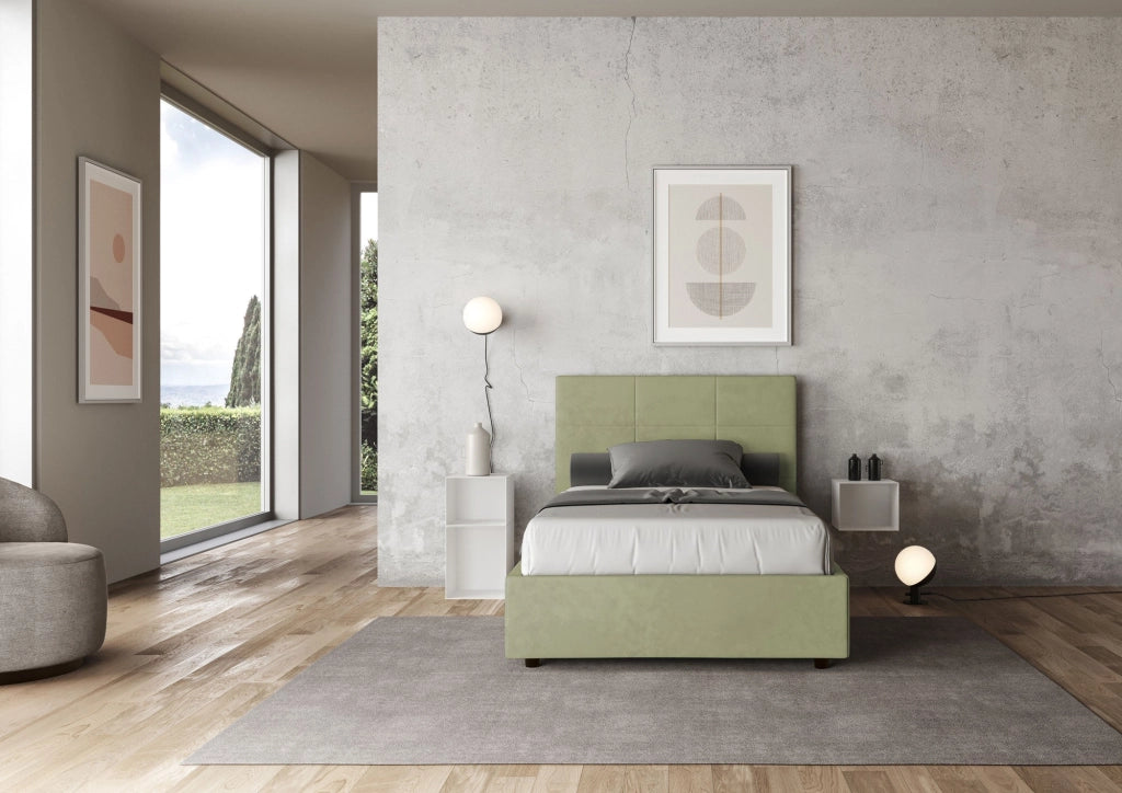 Letto 1 Piazza e Mezzo 120x210 cm con Rete Mika Tè verde