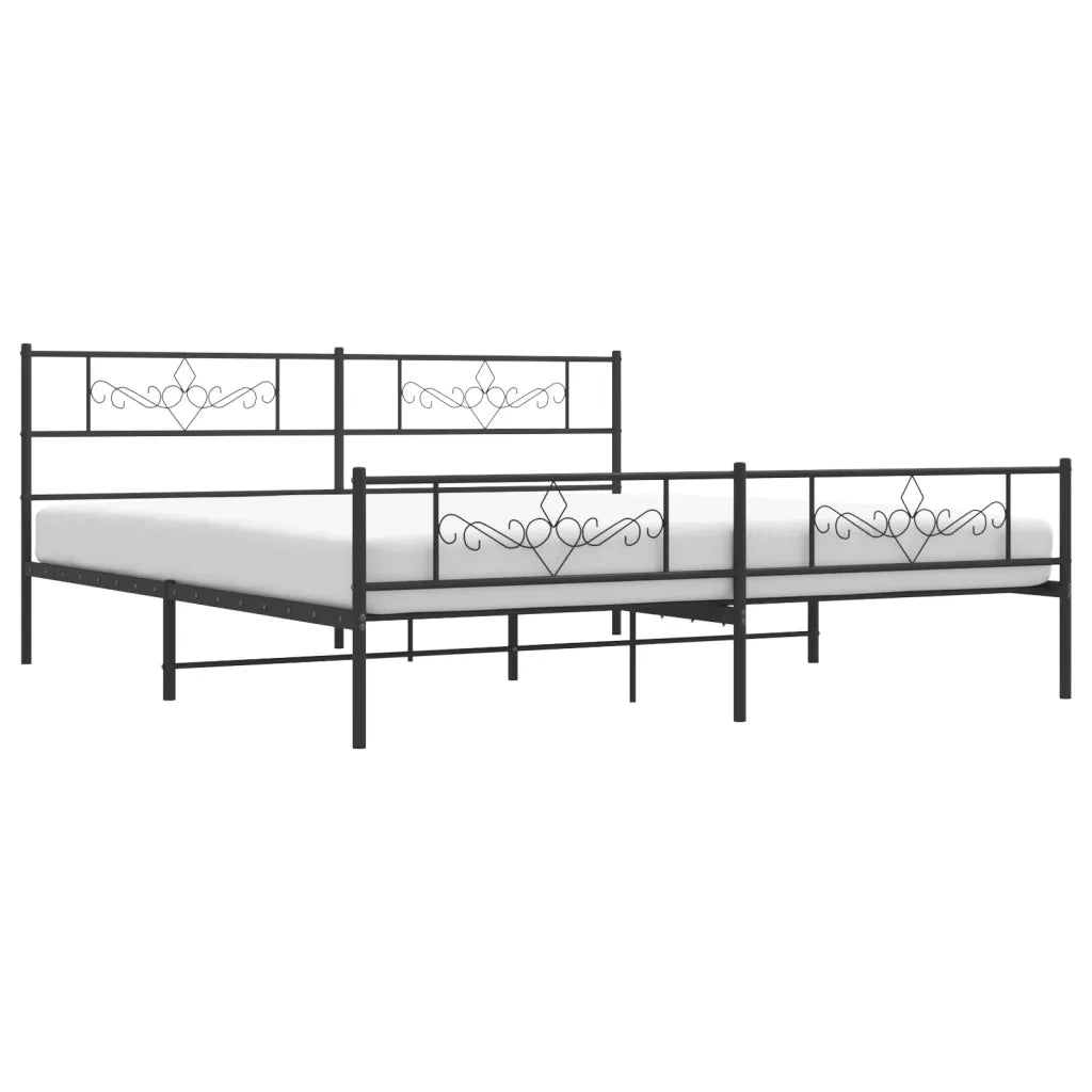 Giroletto con Testiera e Pediera Metallo Nero 200x200 cm 355292