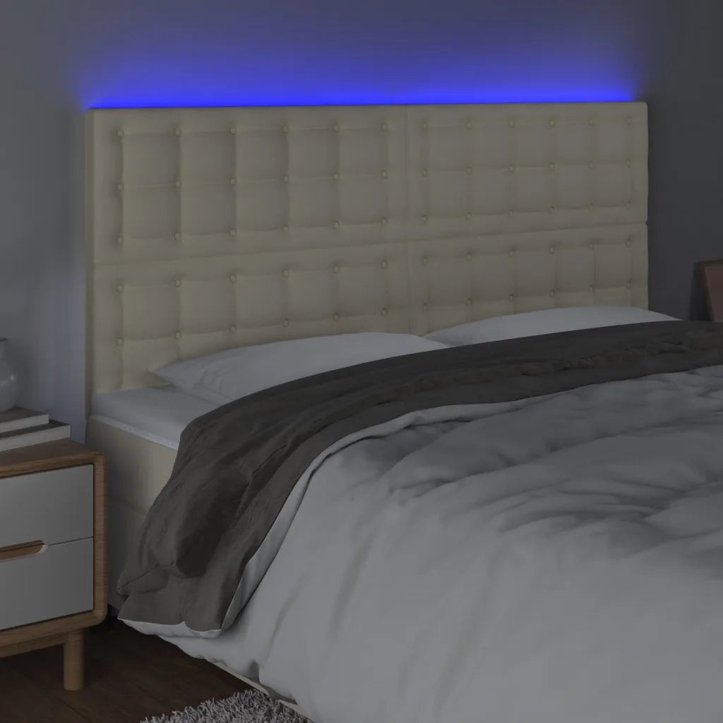 Testiera | Testata a LED Crema 200x5x118/128 cm in Similpelle