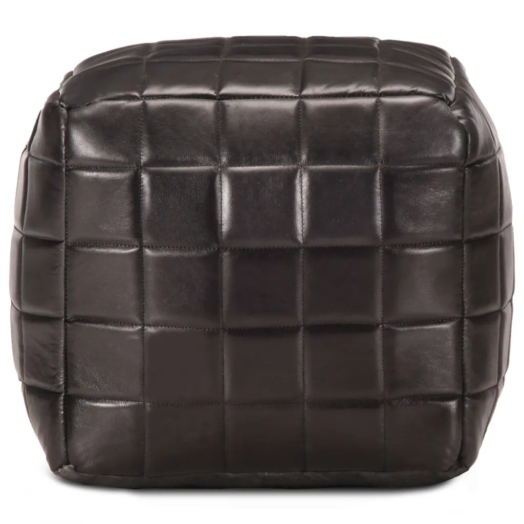 Pouf Nero 40x40x40 cm in Vera Pelle di Capra