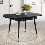 Tavolo da Pranzo Allungabile Rotondo/Ovale ¨C MINIMAL ¨C Piano MDF Nero/Noce, Gambe Metallo