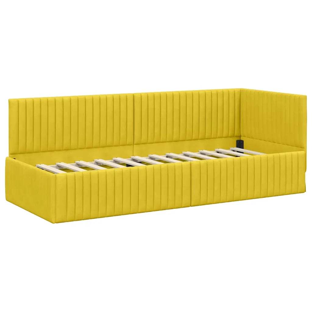 Cornice del letto ad angolo Giallo 80 cm x 200 cm Velluto