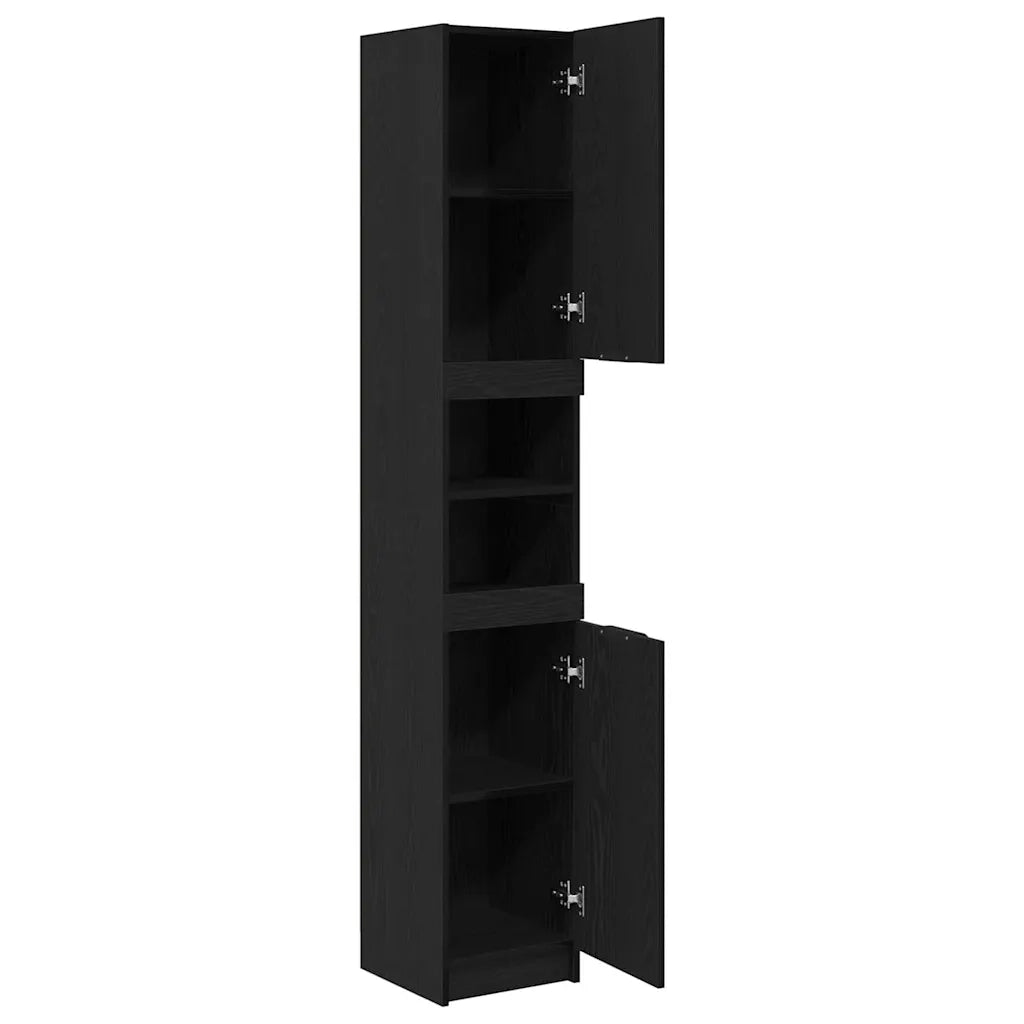 Mobile da Bagno con lo scaffale Rovere nero 32 x 34 x 188,5 cm 862097