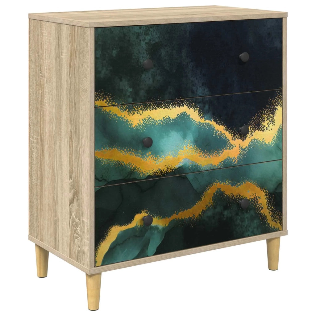 Cassettiera WIJHE Stampa in marmo turchese 66 x 36,5 x 75 cm 8007354