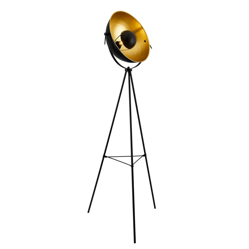 Lampada da terra moderna a treppiede attacco E27 di design metallo altezza 158 cm nero e ottone 03_0005253