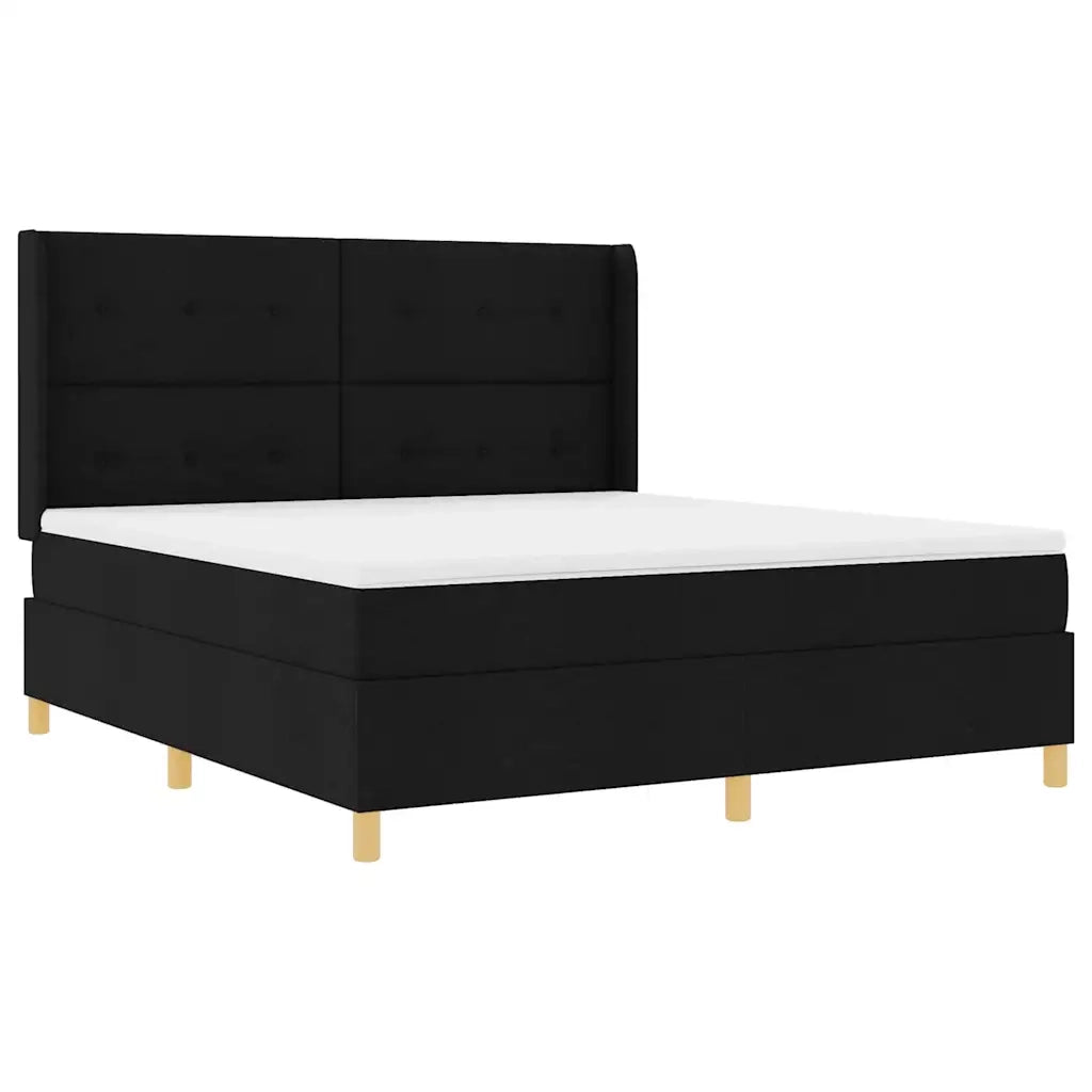 Letto a molle con materasso Nero 140 x 200 cm Tessuto
