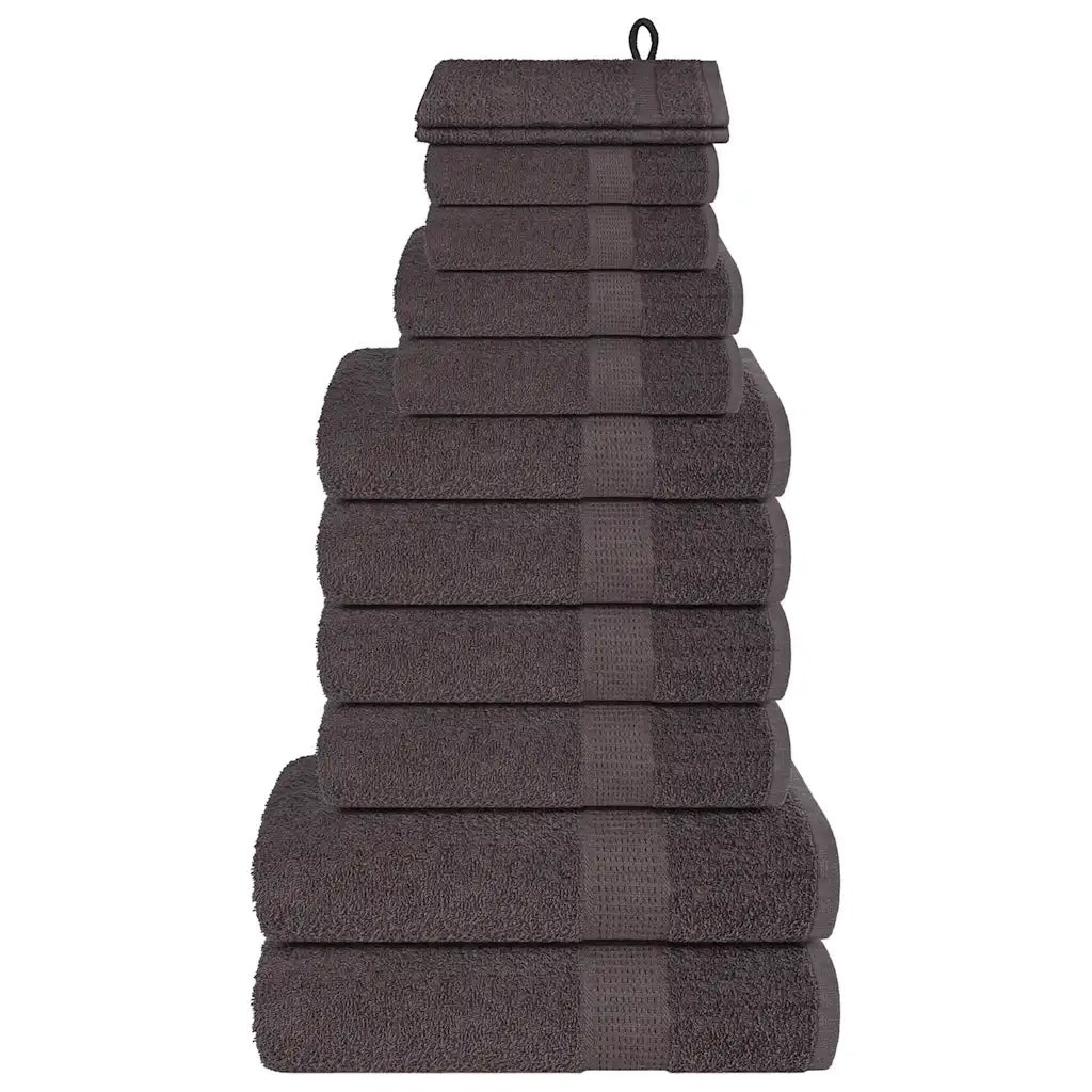 Set Asciugamani 12 pz Antracite 360 gsm 100% Cotone