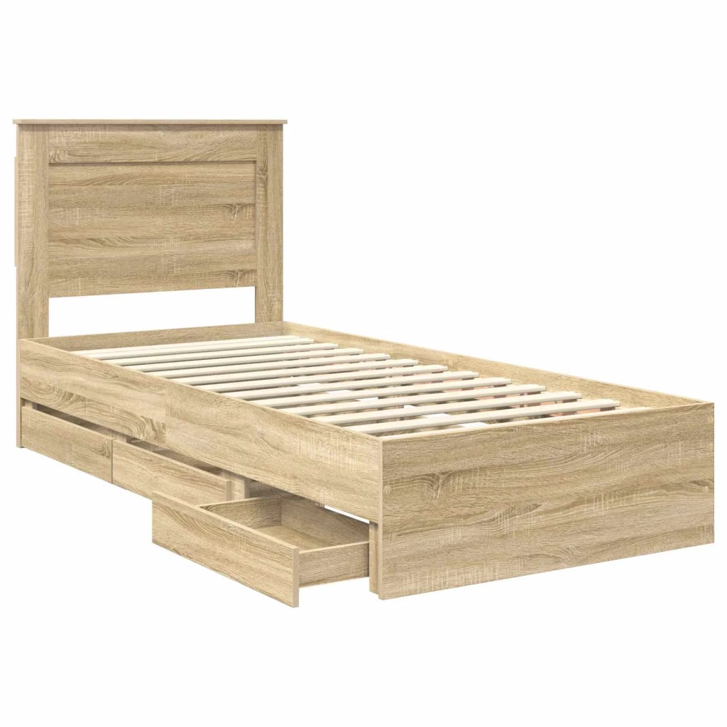 Struttura del letto con cassetto Rovere Sonoma 75 x 190 cm