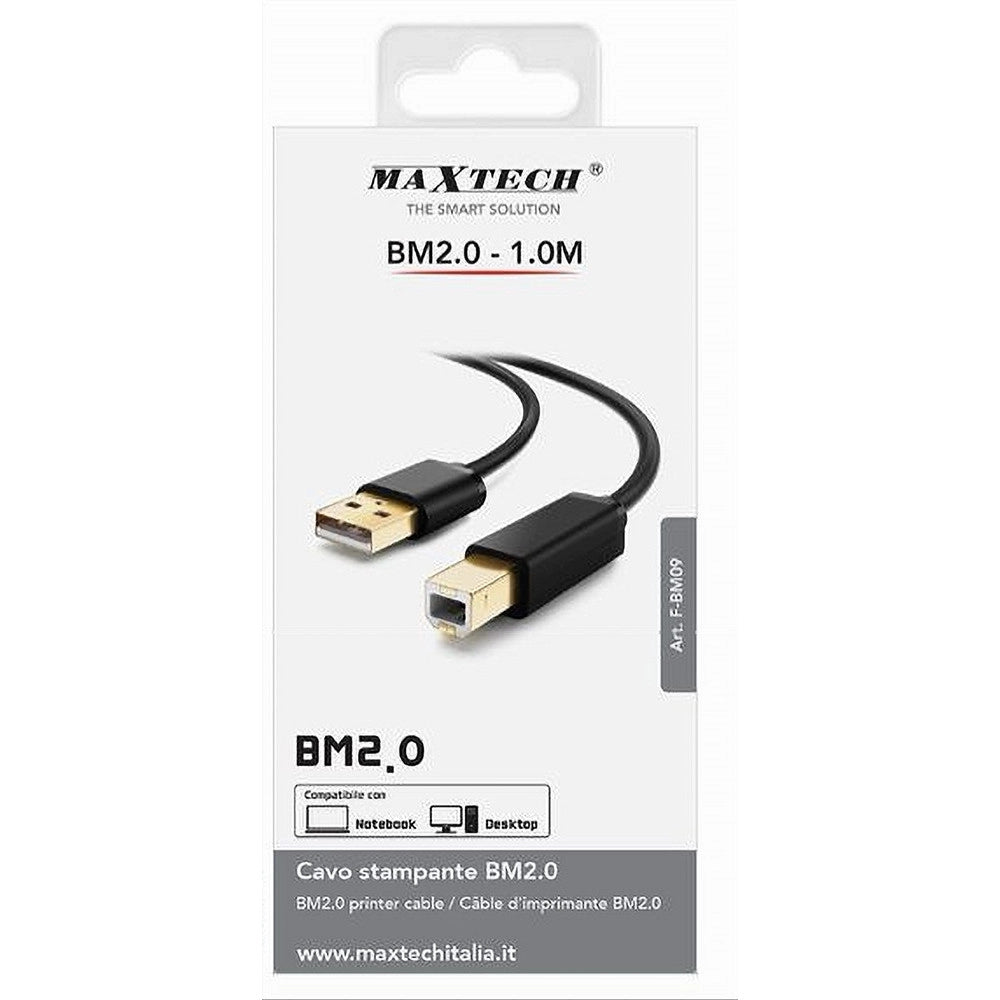 Trade Shop - Cavo F-bm09 Cavetto Per Stampante Bm2.0 Usb Da 1 Mt Compatibile Notebook Desktop -