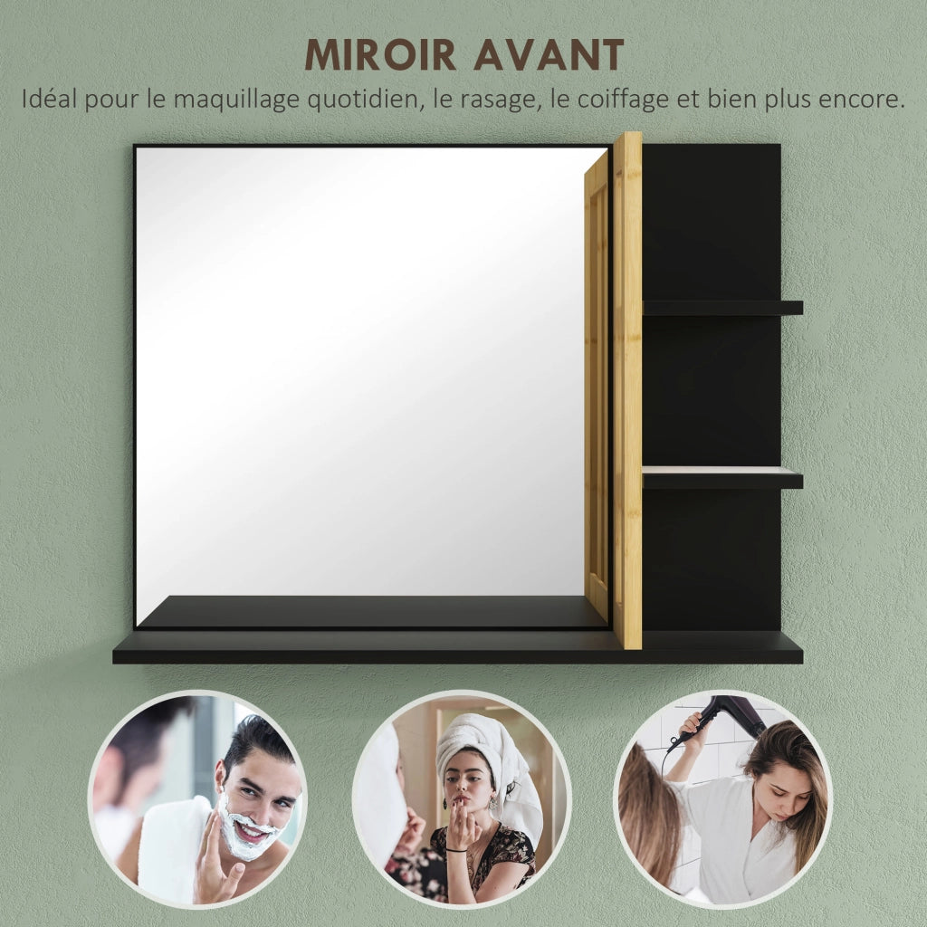 Specchio con ripiani per bagno ¨C zephmum ¨C legno di bamb¨´ 40x60x15