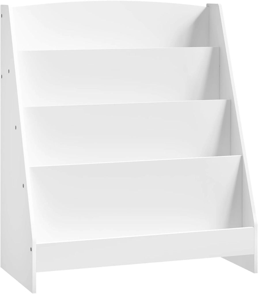 Scaffale Portagiochi Bambini con 4 Scomparti Aperti, Libreria Montessoriana in MDF con Antiribaltamento, 61 x 30 x 70 cm, Bianco