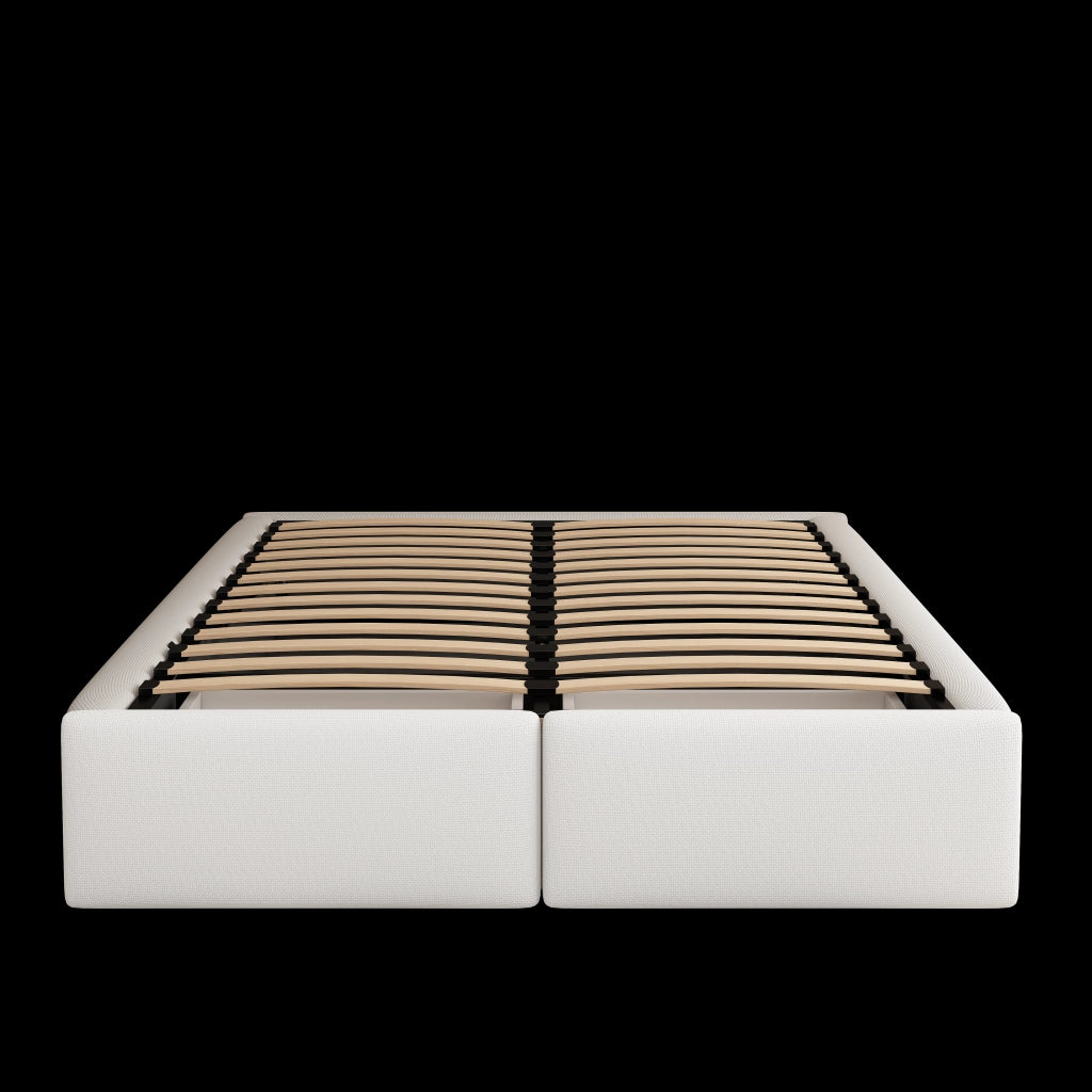 Letto contenitore doppio 140×200 cm con vano idraulico e 2 cassetti; senza materasso; bianco
