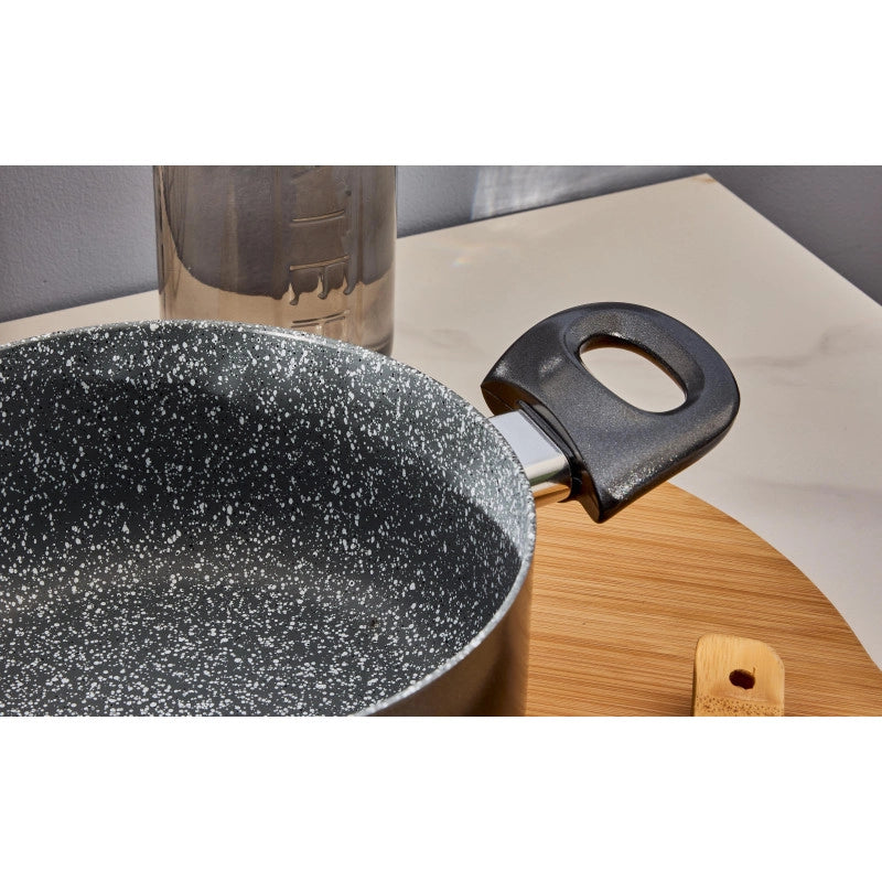 Set di 2 Batteria 7pz Greta Alluminio Stampato Fondo Induzione Interno Effetto Marmor