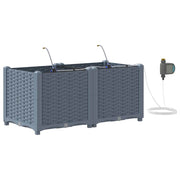 Set di 2 pratiche fioriere da giardino moderne 80 x 40 x 37,5 cm in acciaio grigio chiaro 02_0058589