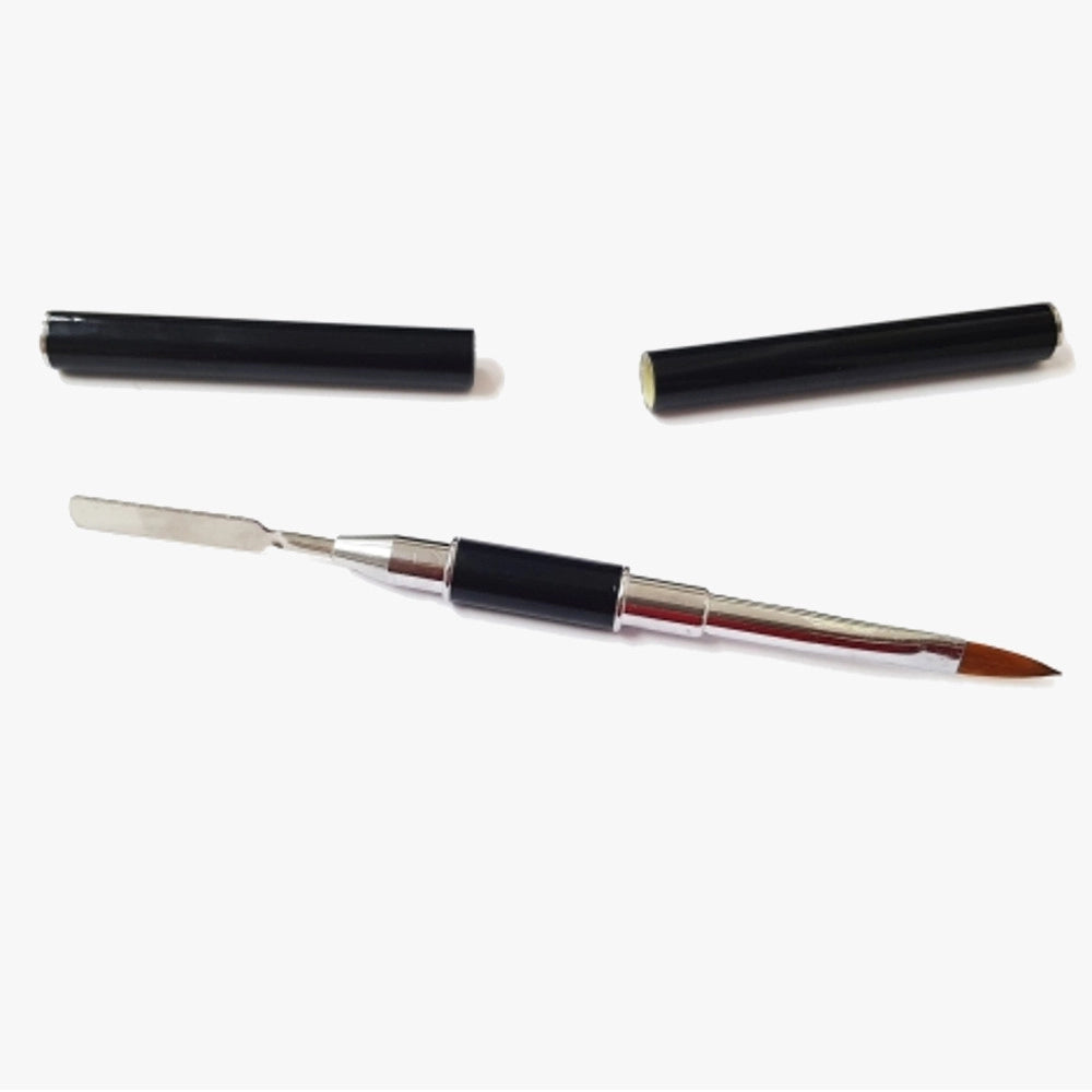 Trade Shop - Pennello 2 In 1 Setole Punta Modellare Applicare Stesura Gel Colori Nail Art -