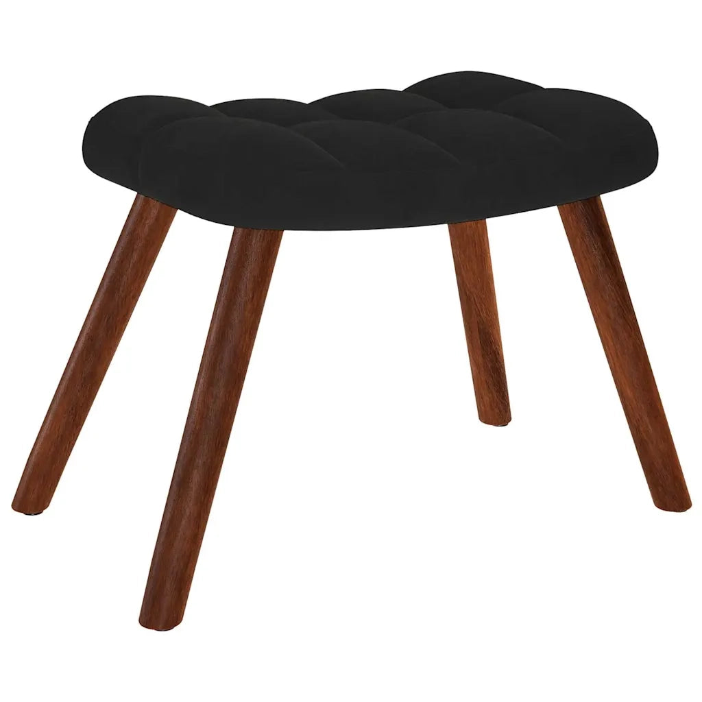 Divano Sedia-Poltrona Relax con Sgabello in Velluto Nero 112187