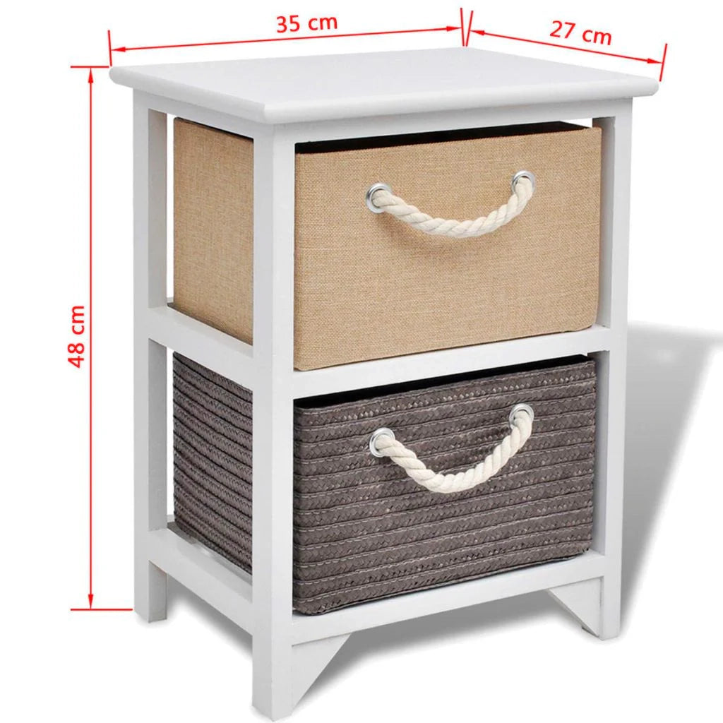 Comodino cassettiera mobili per camera da letto 2 pezzi legno 1402074