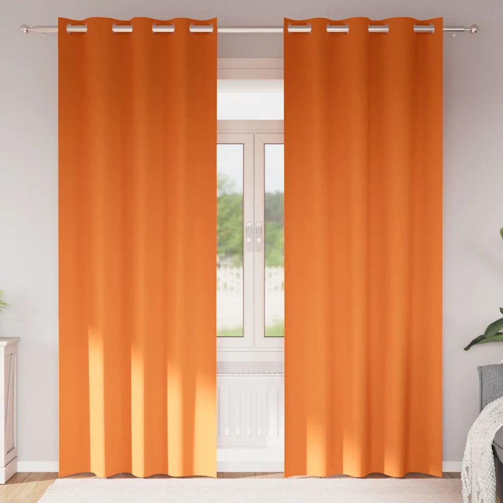 vidaXL Tende con tende 2 pcs Arancione Vivo Poliestere