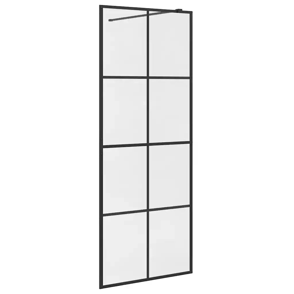 Parete per Doccia Walk-in Vetro Trasparente ESG 80x195 cm Nera 151033