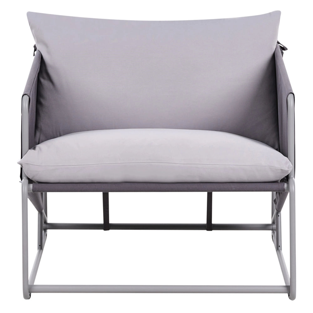 Set divano e poltrona bassi oversize in metallo con cuscini schienale e seduta Arredamento da interno ed esterno Giardino grigio