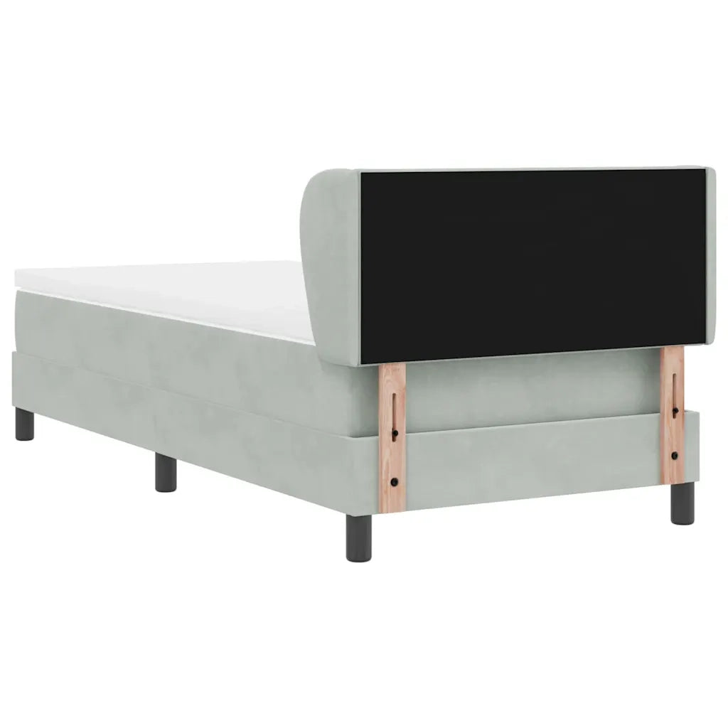 Letto singolo | Letto per adulti | Letto a molle con testiera Grigio chiaro 90 x 190 cm Velluto