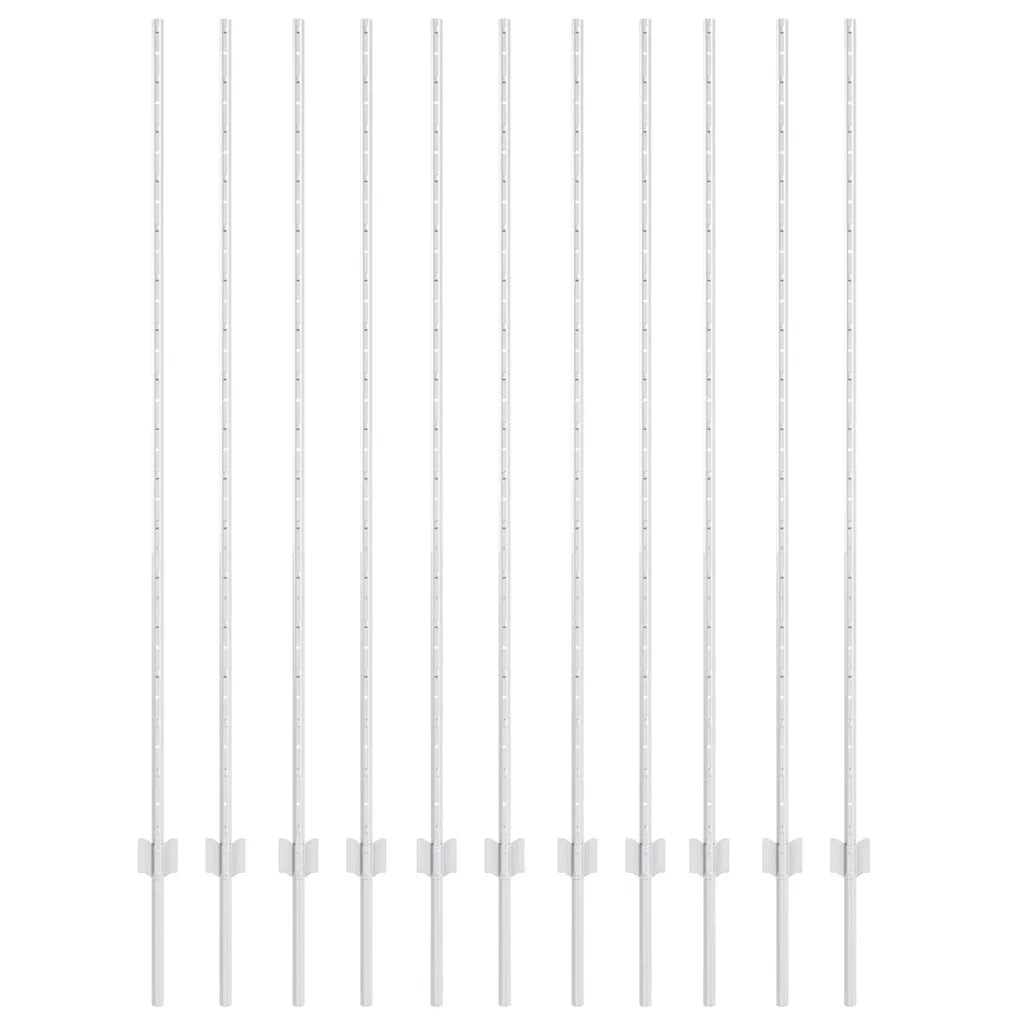 Palo della recinzione 11 pcs Argento 150 cm Acciaio 42006303