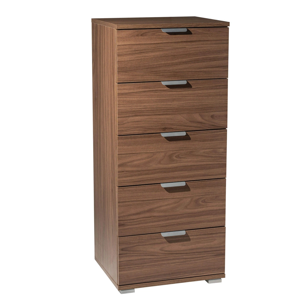 CASSETTIERA CON 5 CASSETTI TINTA NOCE 45 X 38 X H103 CM