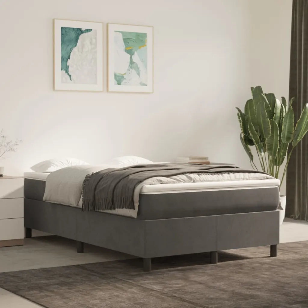 Struttura Letto a Rete a Molle-Giroletto Grigio Scuro 120x200 cm Velluto 230931