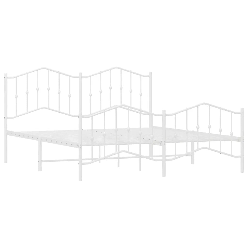 Giroletto con Testiera e Pediera Metallo Bianco 183x213 cm 373861