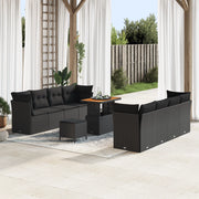 Set divano da giardino  da 11 pezzi con cuscini polyrattan nero