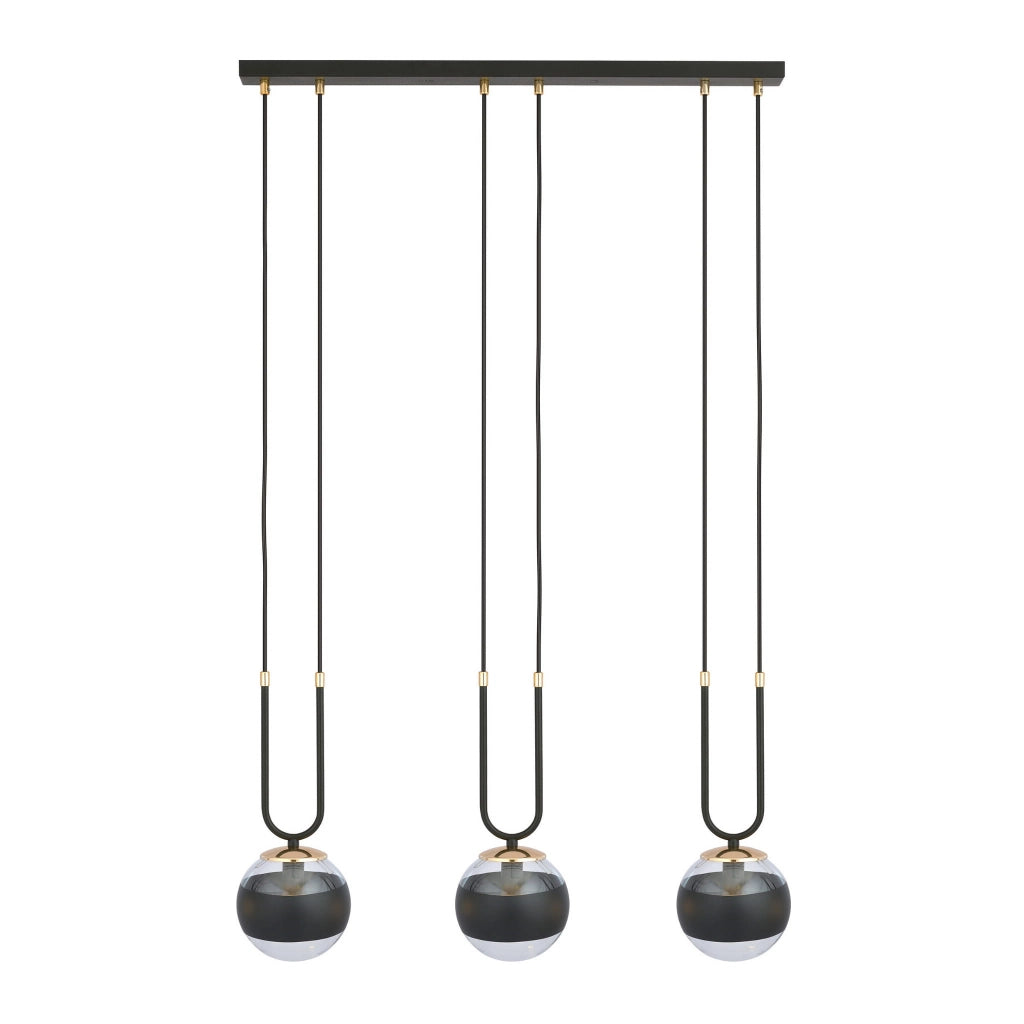 Lampadario Emibig Glam 3, 3xE14 nero/oro vetro dimmerabile