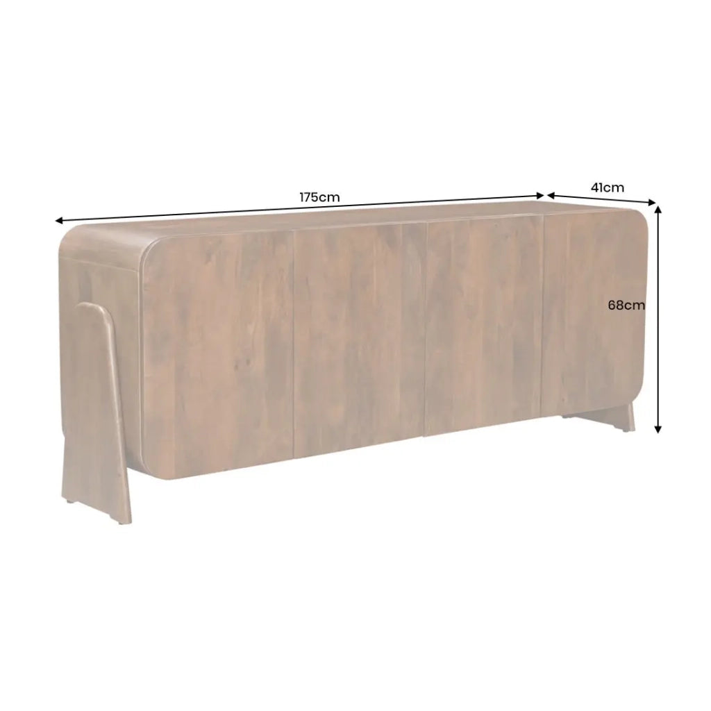 Buffet 175 cm 4 porte legno massiccio marrone – Collezione NATURA