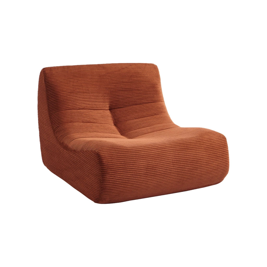Poltrona in velluto a coste con poggiapiedi, 1 posto, terracotta